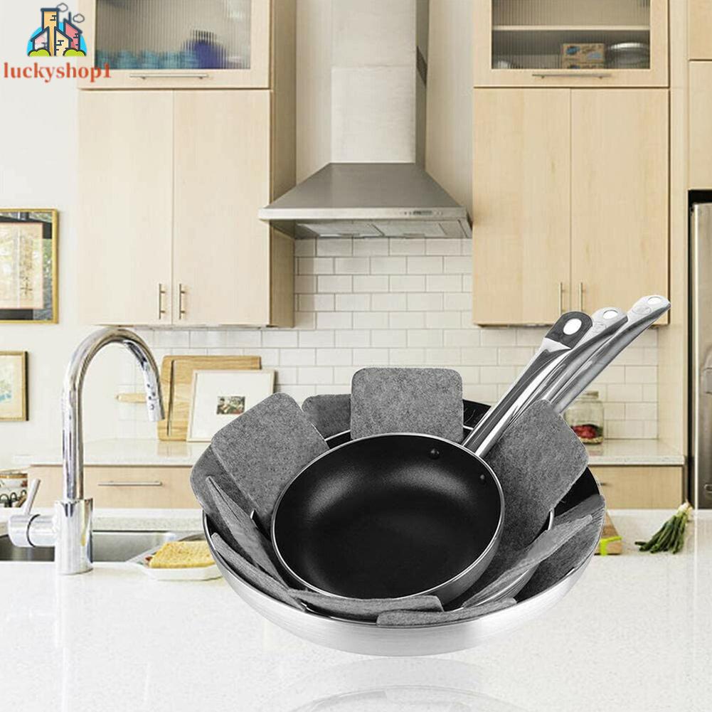 Set 3 Miếng Lót Nồi Chảo Bằng Vải Nỉ Chống Trầy Chống Dính