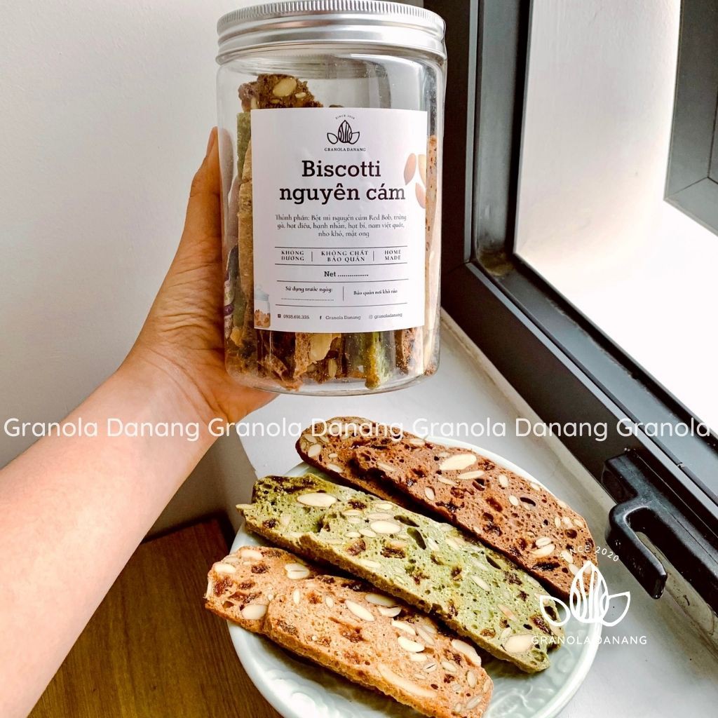 Biscotti , Bánh ngũ cốc ăn kiêng từ bột mỳ nguyên cám , Không đường , Mix 3 vị: chocolate, nguyên cám, matcha , 250gr | BigBuy360 - bigbuy360.vn