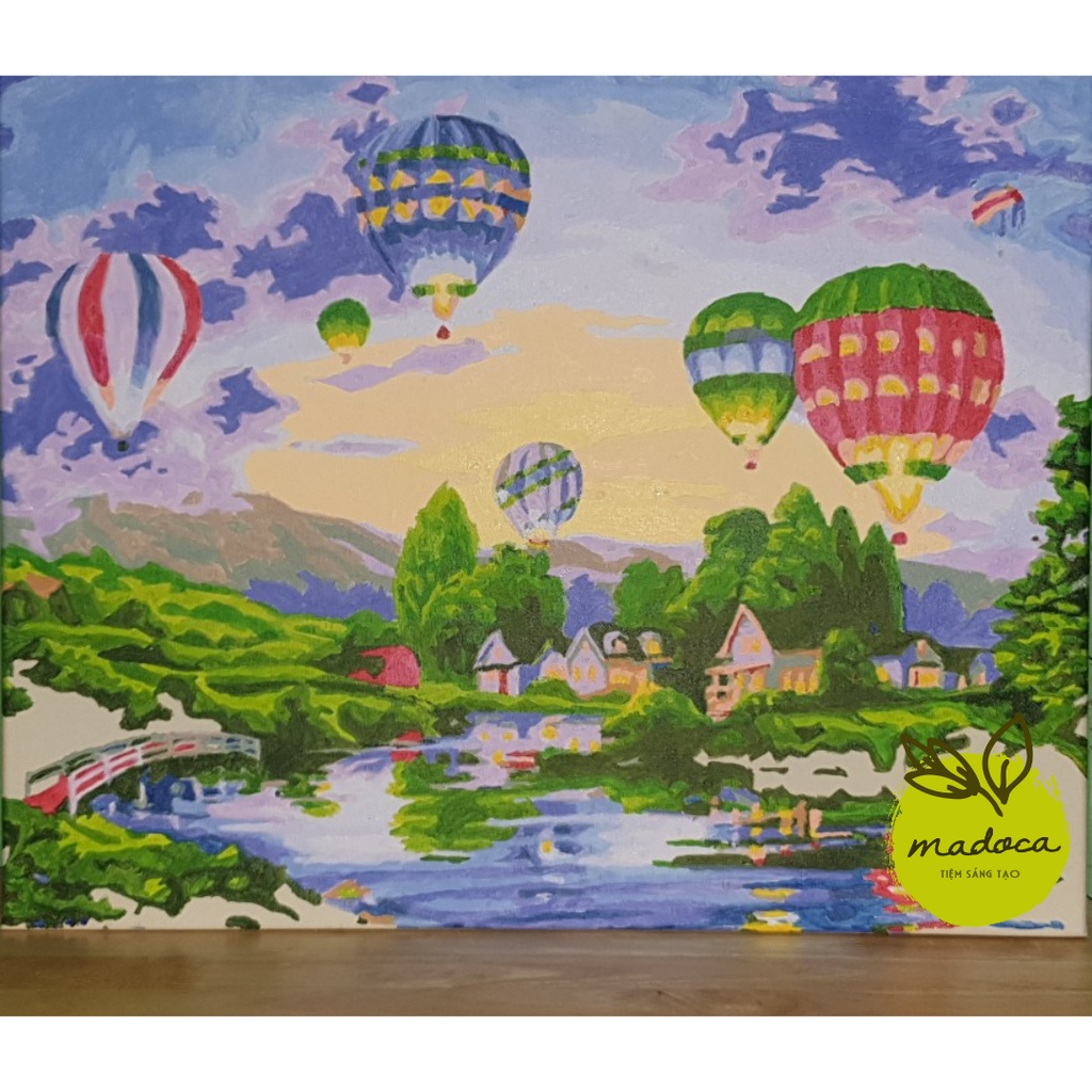 Tranh tô màu số hóa Madoca có khung 40x50cm trên vùng đất yên bình T991
