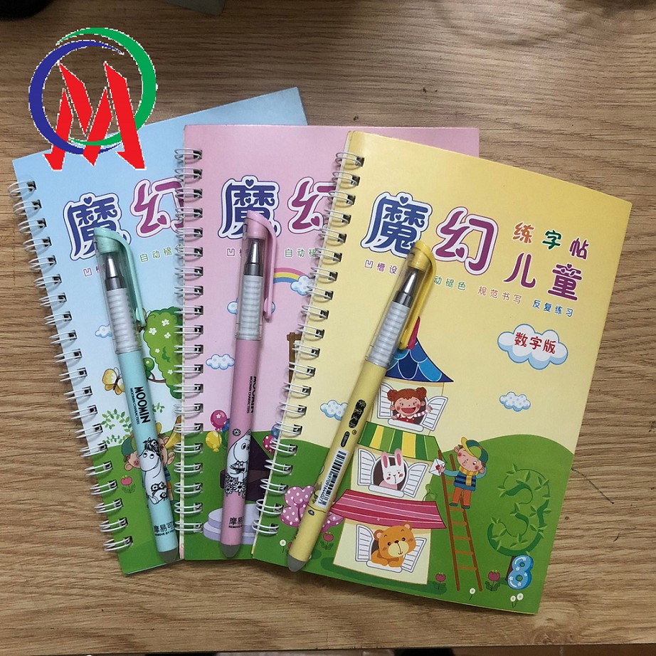 Combo 3 vở tập viết cho bé kèm 3 bút viết xóa được công nghệ Nhật Bản