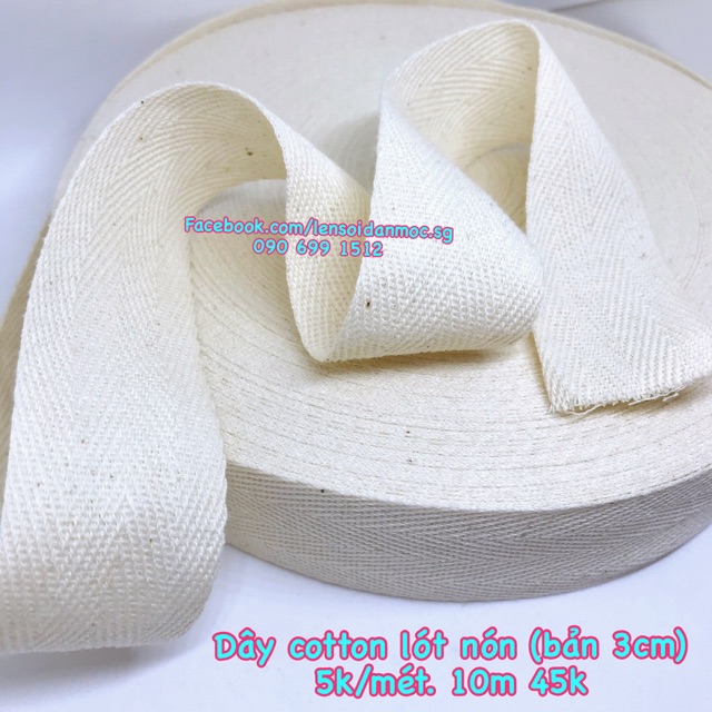 Dây cotton lót nón (bản 3cm)