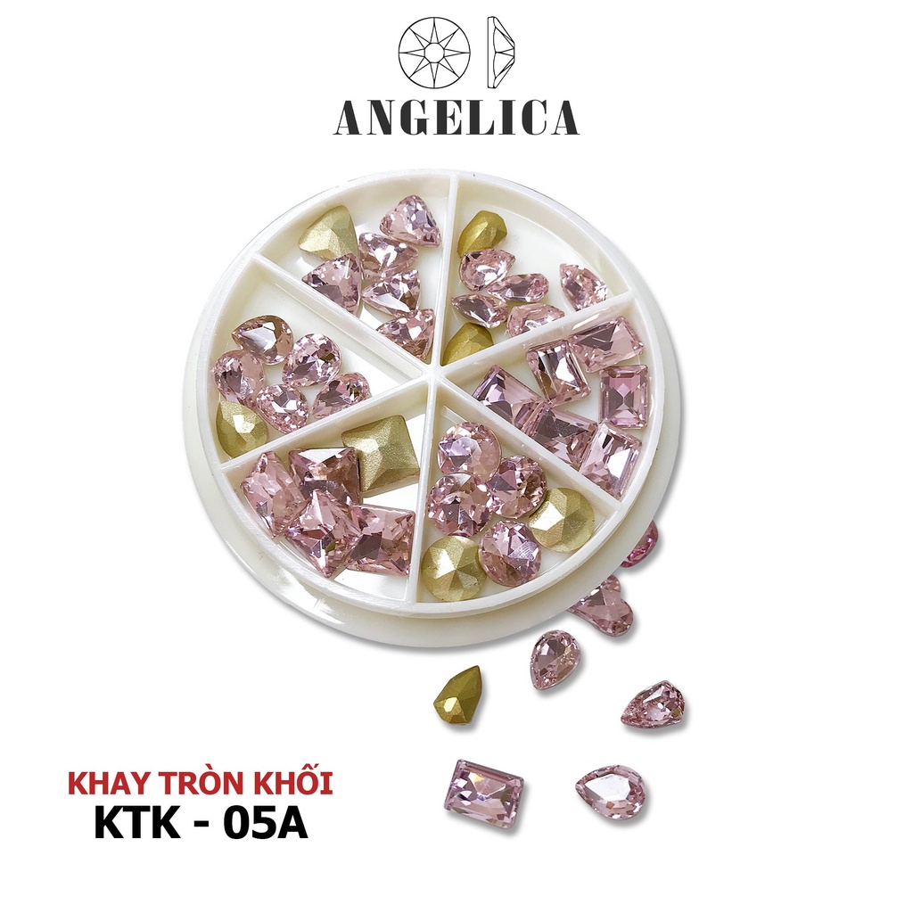 Đá Khối Khay Tròn Mix Hình, Màu Trang Trí Móng ANGELICA KTK 36 Viên