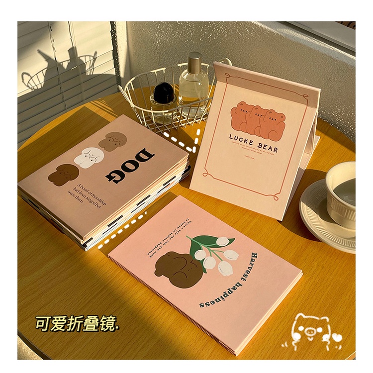 Gương Trang Điểm Để Bàn Họa Tiết Hoạt Hình Dễ Thương Gấp Gọn
