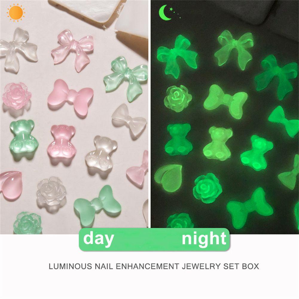 JUNE Hộp 6 Ngăn Đựng Hạt Nhựa 3D Đính Móng Nghệ Thuật