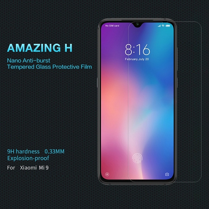 Miếng dán kính cường lực cho Xiaomi Mi 9 trong suốt siêu mỏng 0.3mm hiệu HBO