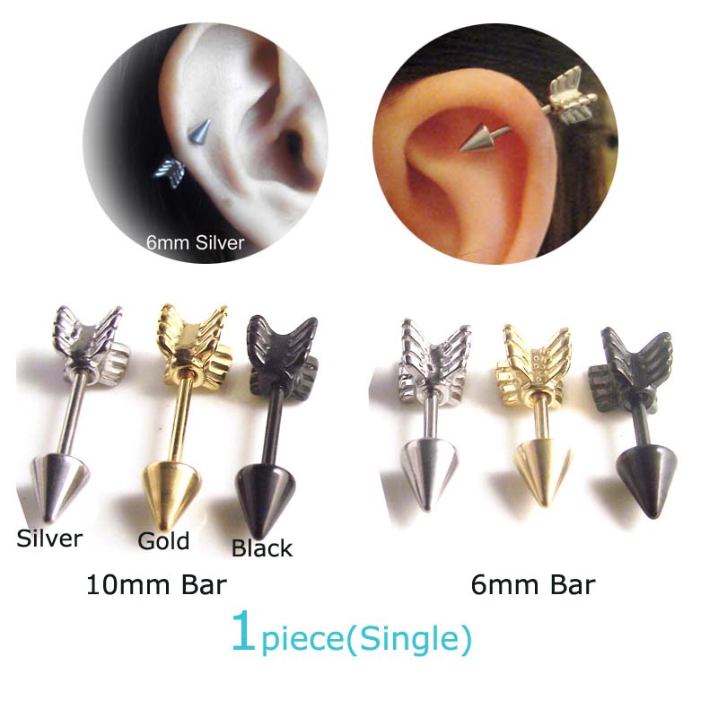 1 Chiếc Khuyên Mũi Tên Thép Không Gỉ 16g 6mm 10mm
