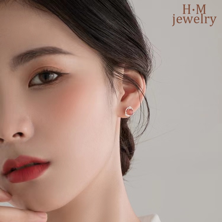 Bông Tai Mạ Bạc 925 Đính Đá Zircon AAA Đơn Giản