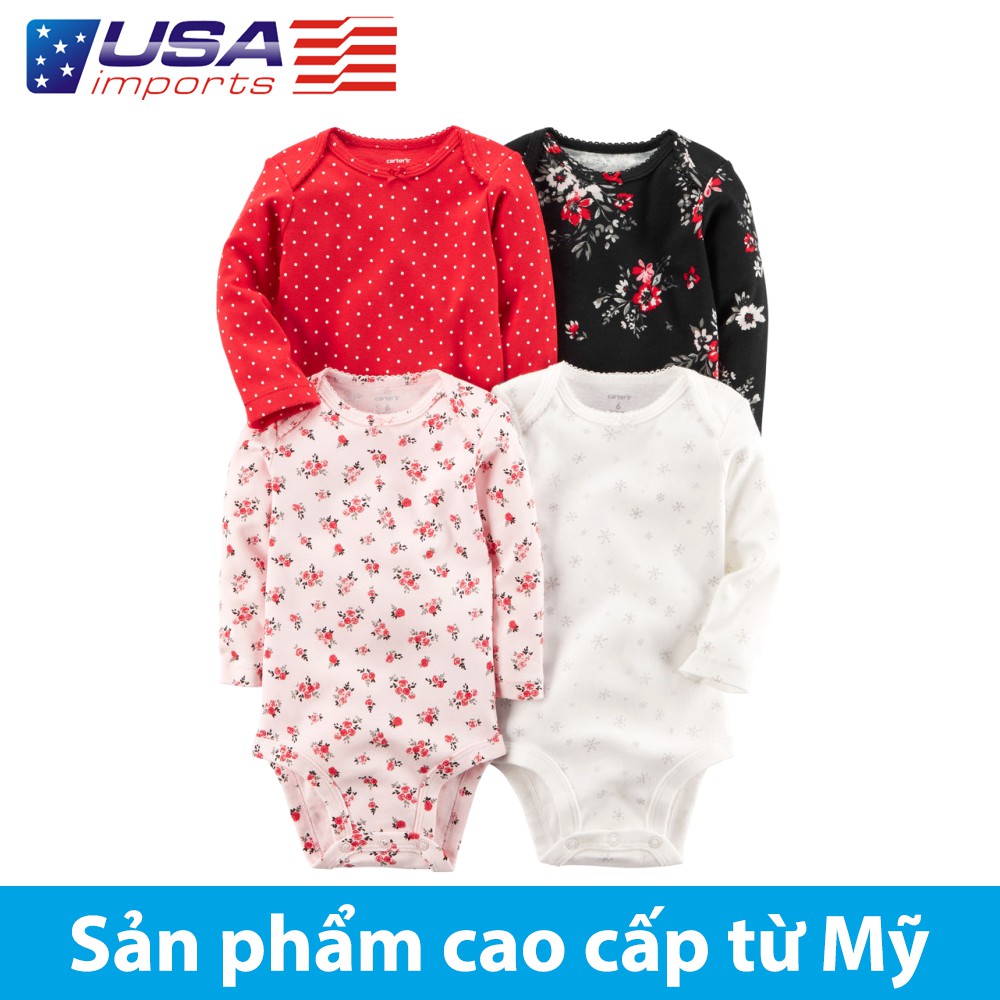 Set 4 bodysuit tay dài Car-tờ Auth Từ Mỹ (126H028)