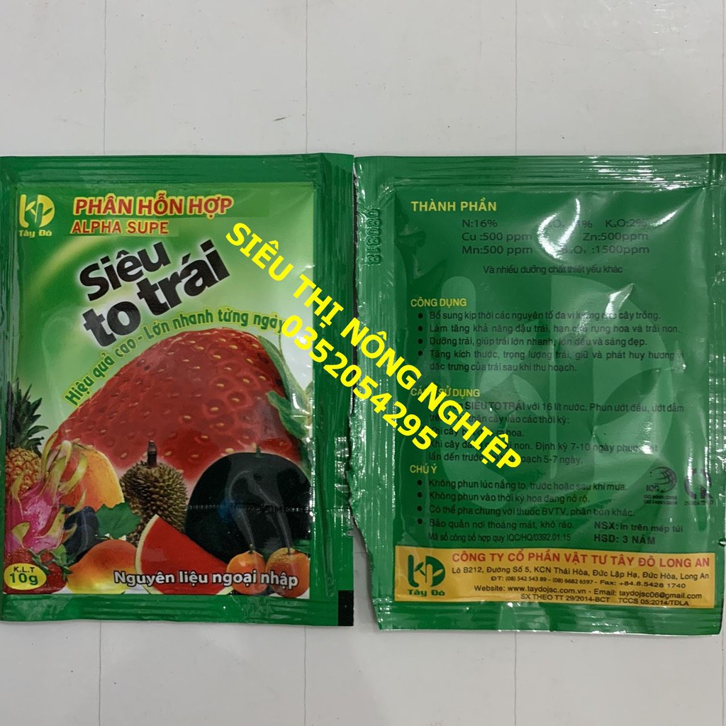 2  gói Siêu to trái - Dưỡng trái - giúp trái lớn nhanh - lớn đều và sáng đẹp