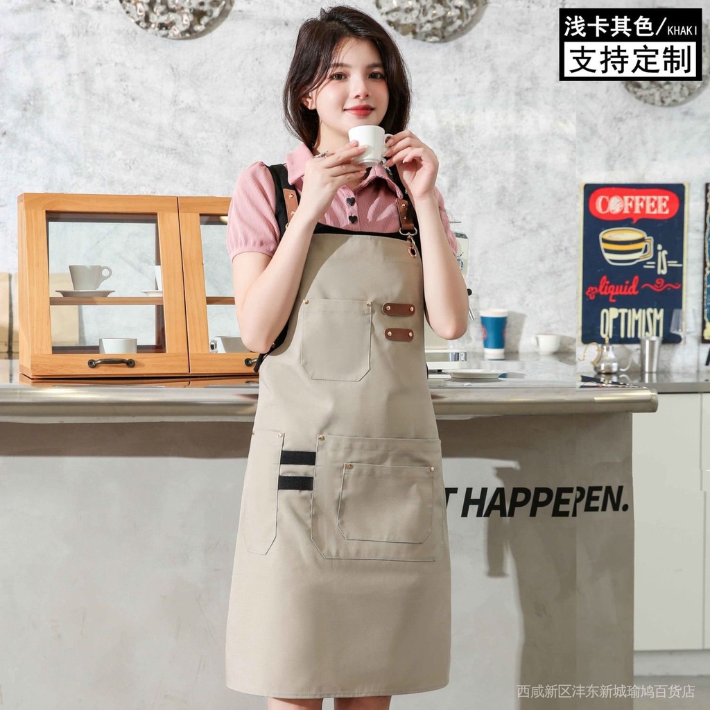 Hàng Mới Về Mới Tạp Dề Vải Canvas In logo Chống Thấm Nước Chống Dầu Cho Nữ F6BC