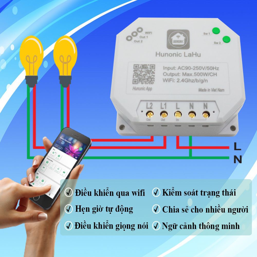 [CHÍNH HÃNG] HUNONIC Công tắc điều khiển máy bơm nước