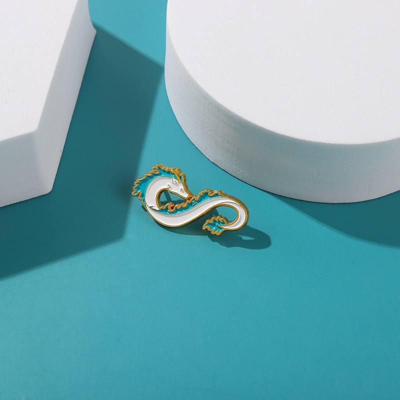 Ghim cài áo Qihe Jewelry hình rồng trắng thời trang