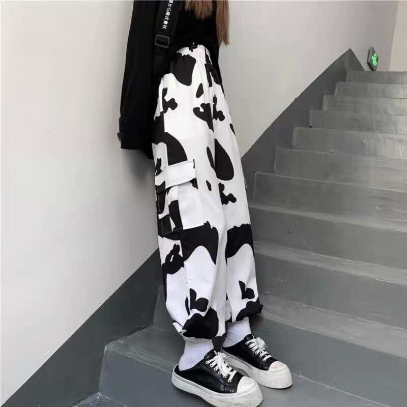 QUẦN TÚI HỘP ULZZANG - QUẦN HỌA TIẾT BÒ SỮA - BOX PANTS UNISEX NAM NỮ CỰC CHẤT