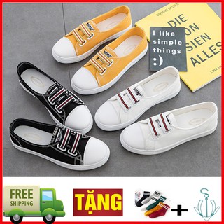 (HÀNG CAO CẤP - CHẤT ĐẸP)Giầy Bệt Nữ Quai Ngang Phong Cách Thể Thao, Giầy Vải Nữ Năng Động