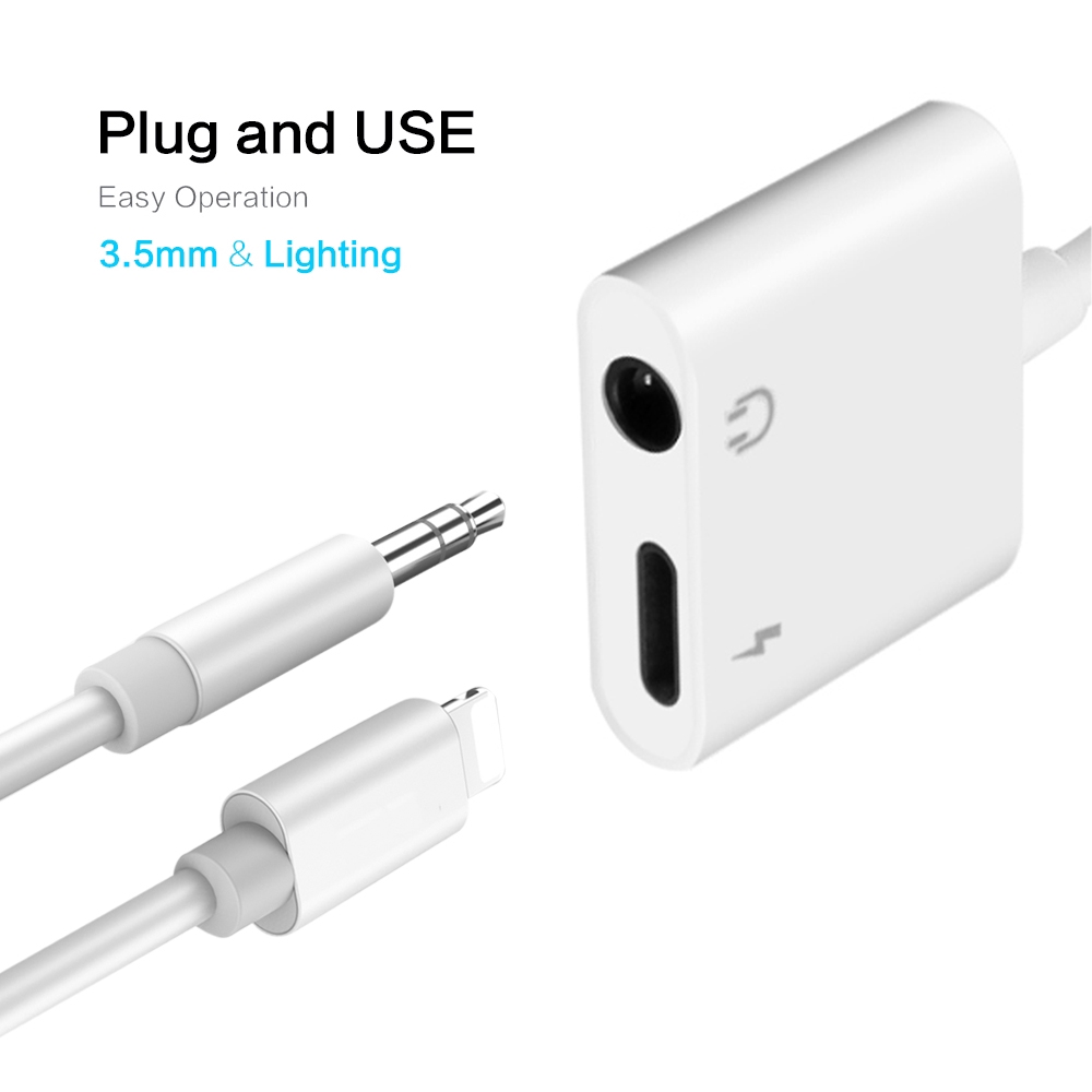 Thiết bị cắm chuyển đổi Lightning sang 3.5mm 2 trong 1 cho Iphone/Ipad