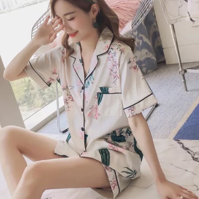 Pijama lụa - bộ ngủ lụa - ảnh thật