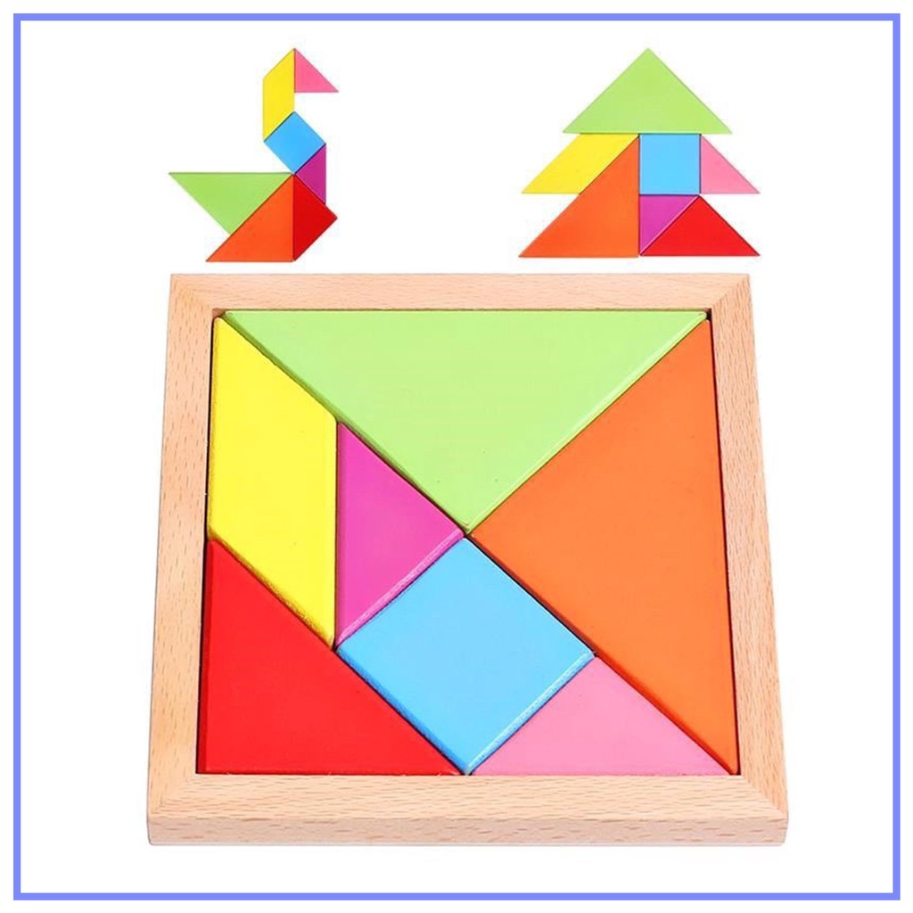 Đồ chơi ghép hình gỗ trí tuệ tangram 7 miếng KT12x12 tăng khả năng tư duy cho bé