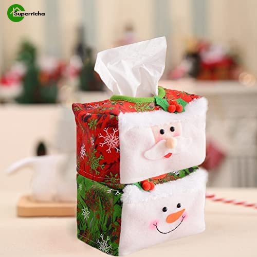 Hộp Đựng Khăn Giấy Hình Chữ Nhật Màu Đỏ / Xanh Lá Giáng Sinh Để Bàn Trang Trí Phòng Khách / Nhà Bếp / Giáng Sinh