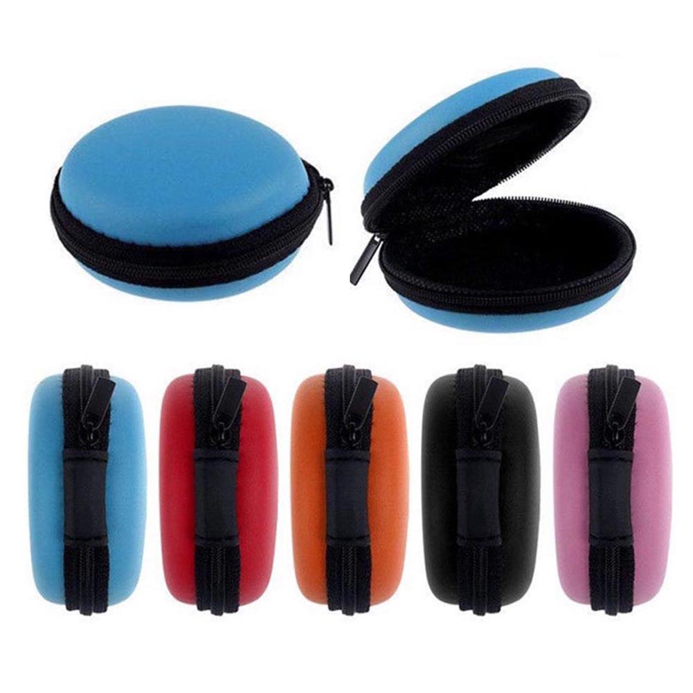 Túi Đựng Tai Nghe / Dây Cáp Sạc Mini Hình Tròn Có Khóa Kéo Tiện Dụng Ốp