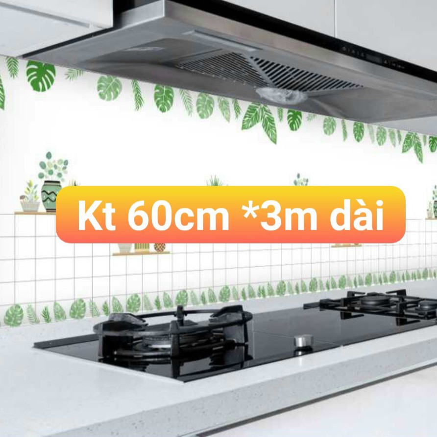 Decal dán bếp tráng nhôm khổ 3 mét, giấy dán tường bếp chống dầu mỡ chịu nhiệt