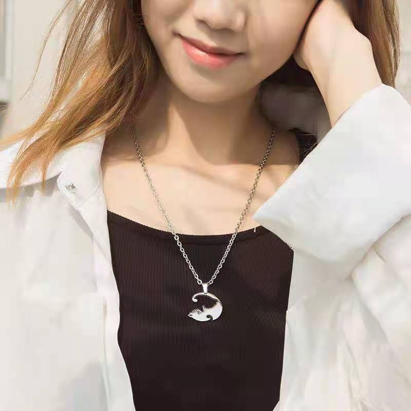 Dây chuyền mặt hình mèo kiểu dáng sáng tạo cho cặp đôi
