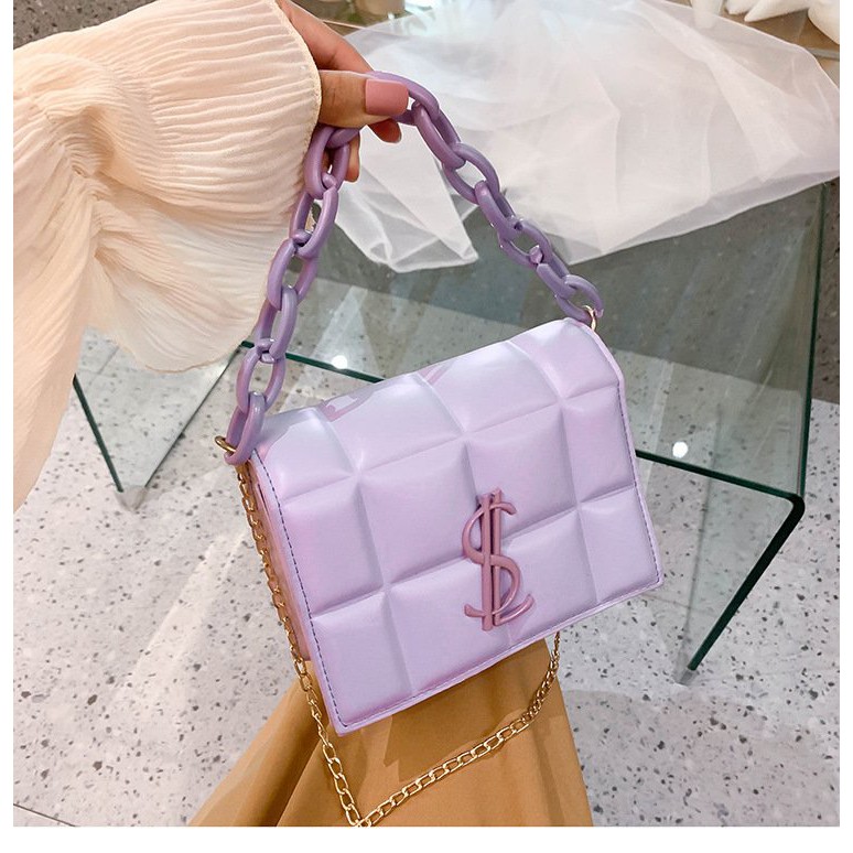 Túi nữ đeo chéo họa tiết ô vuông nhỏ khóa móc cài PN500 giao màu ngẫu nhiên