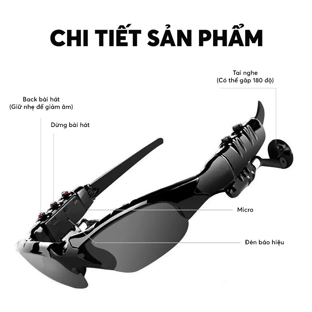 Mắt kính Bluetooth Sport GrownTech V4.1 kết nối điện thoại tiện lợi chống tia UV