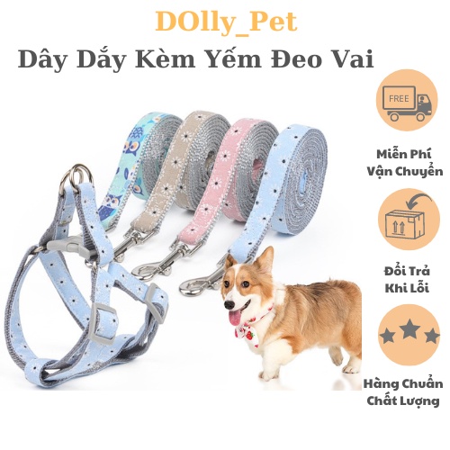 Dây Dắt Kèm Yếm Đeo Vai Cho Chó Mèo Nhỏ
