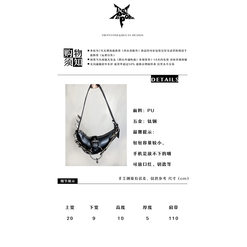 Túi Đeo Chéo Đính Đinh Tán Phong Cách Punk Gothic Nhật Bản