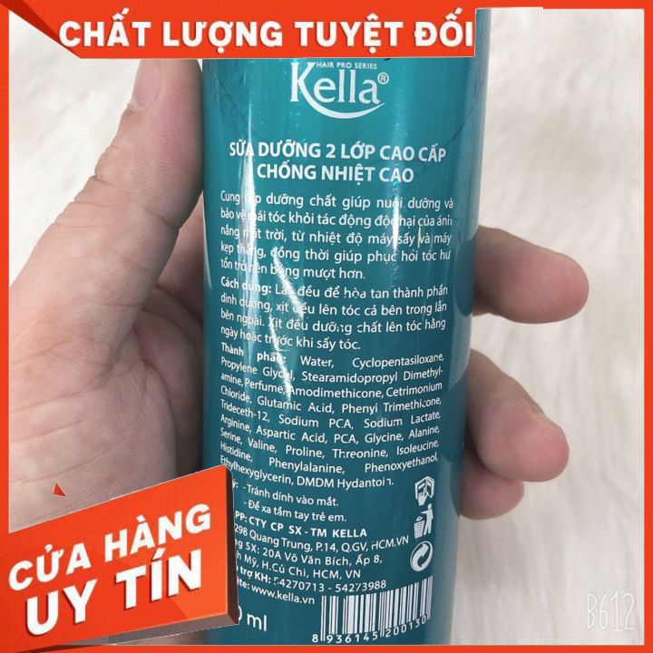Xịt Dưỡng 2 Lớp Chống Nhiệt Cao Kella 250ML  nuôi dưỡng tóc khỏe, suôn mượt phục hồi tóc yếu, khô xơ,chẻ ngọn.