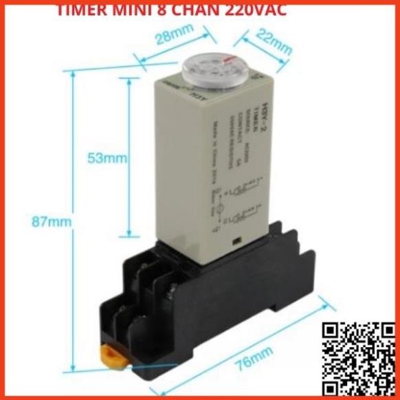 Timer hẹn giờ H3Y-2 relay mini thời gian, công tăc hẹn giờ 8 chân điện áp 220VAC tặng kèm chân đế PYF08A !