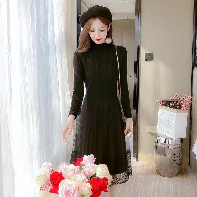 Váy len QC chân ren mới về