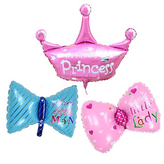 Vương miện, chai ly sâm panh,  nơ bong bóng kiếng cỡ to 60 - 80cm trang trí sinh nhật - Foil balloon