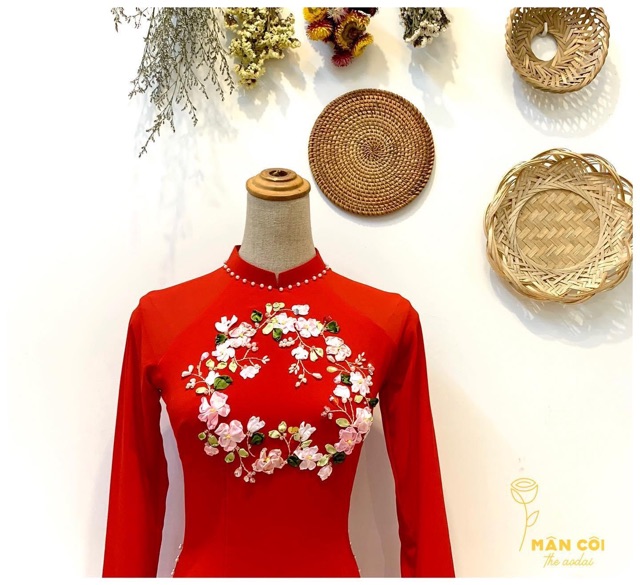 Áo dài cô dâu thêu