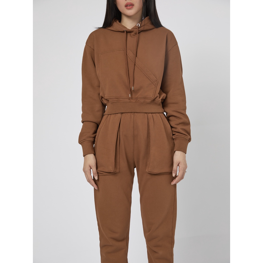 Set Bộ Nữ Quần Dài - Áo Hoodie Croptop , Chất Liệu Nỉ Co Dãn Thoải Mái,WSD000015,SOMEHOW