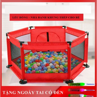 Nhà bóng , lều bóng, quây bóng cho bé khung thép siêu bền an toàn cho bé - Tặng kèm bóng