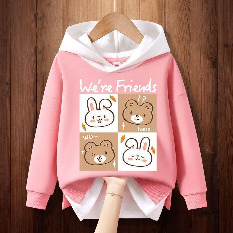 Áo Hoodie Tay Dài 100-160cm In Họa Tiết Hoạt Hình Cho Bé Gái 3-14 Tuổi