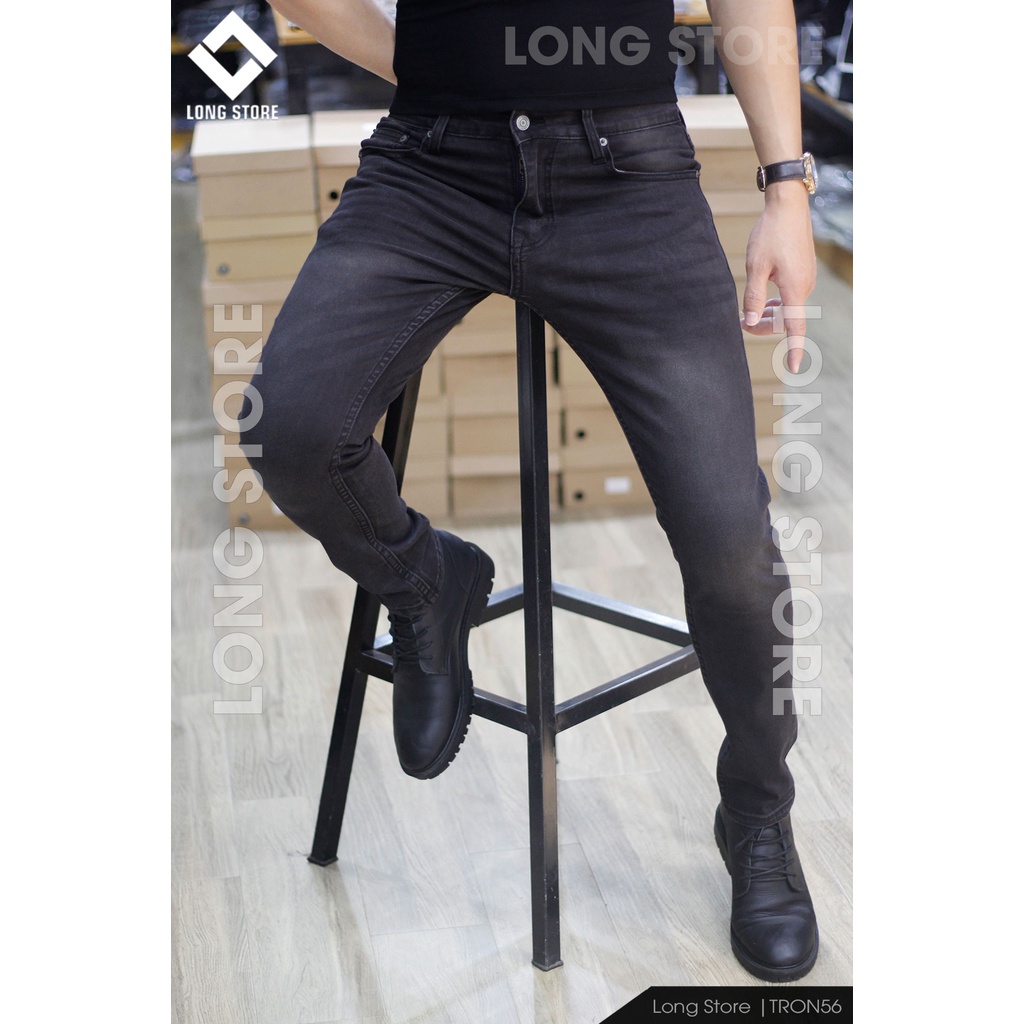Quần jean nam đen bạc cao cấp ống đứng dáng ôm skinny chất bò co giãn đẹp chuẩn Hàn Quốc có big size Tron56 | BigBuy360 - bigbuy360.vn