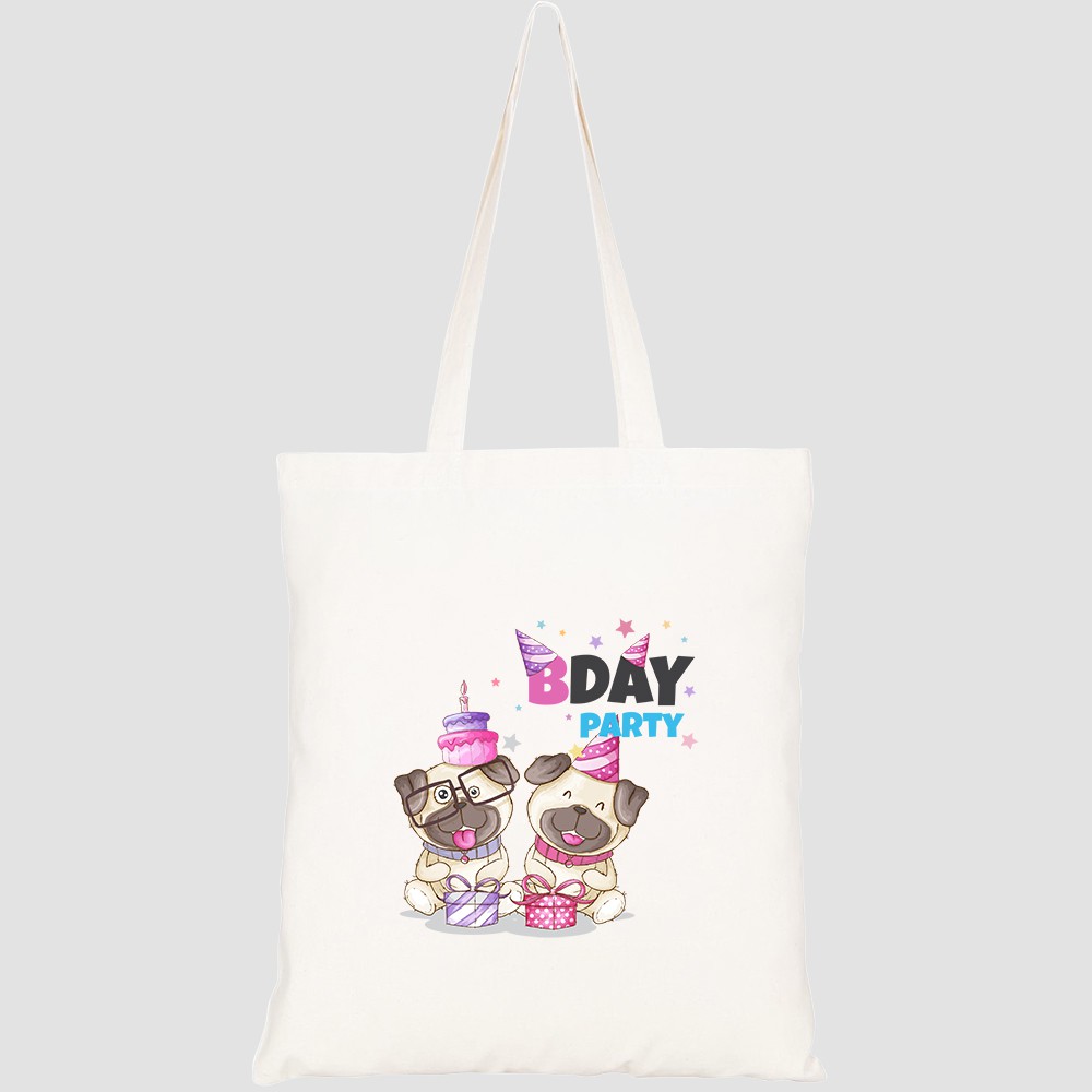 Túi vải tote canvas HTFashion in hình cute animal dog couple illustration HT176