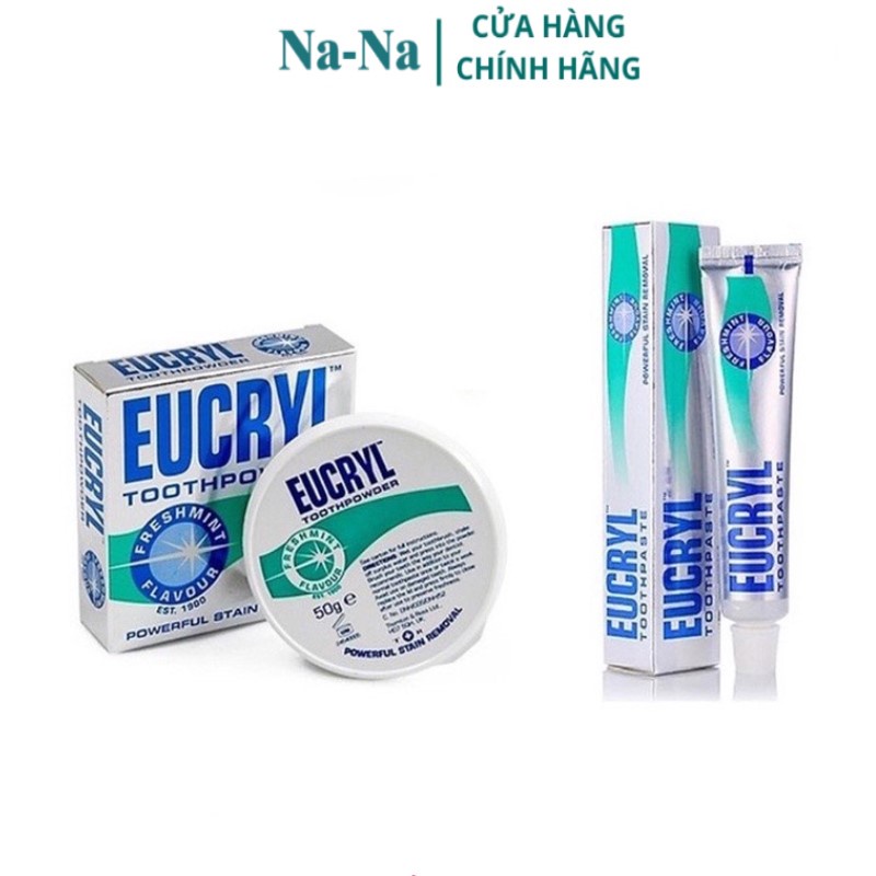 Bộ sản phẩm kem đánh răng, bột trắng răng, cải thiện tình trạng ố vàng, mùi hôi răng miệng Eucryl