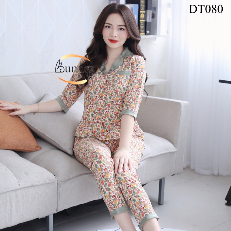 QUẦN ÁO BỘ NỮ MẶC NHÀ CHẤT LIỆU LỤA MỀM MÁT, KIỂU DÁNG PIZAMA TAY LỠ QUẦN DÀI
