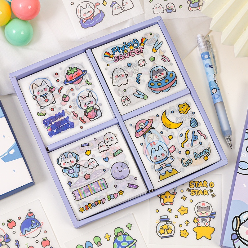Set 100 tấm sticker họa tiết hoạt hình nhiều màu