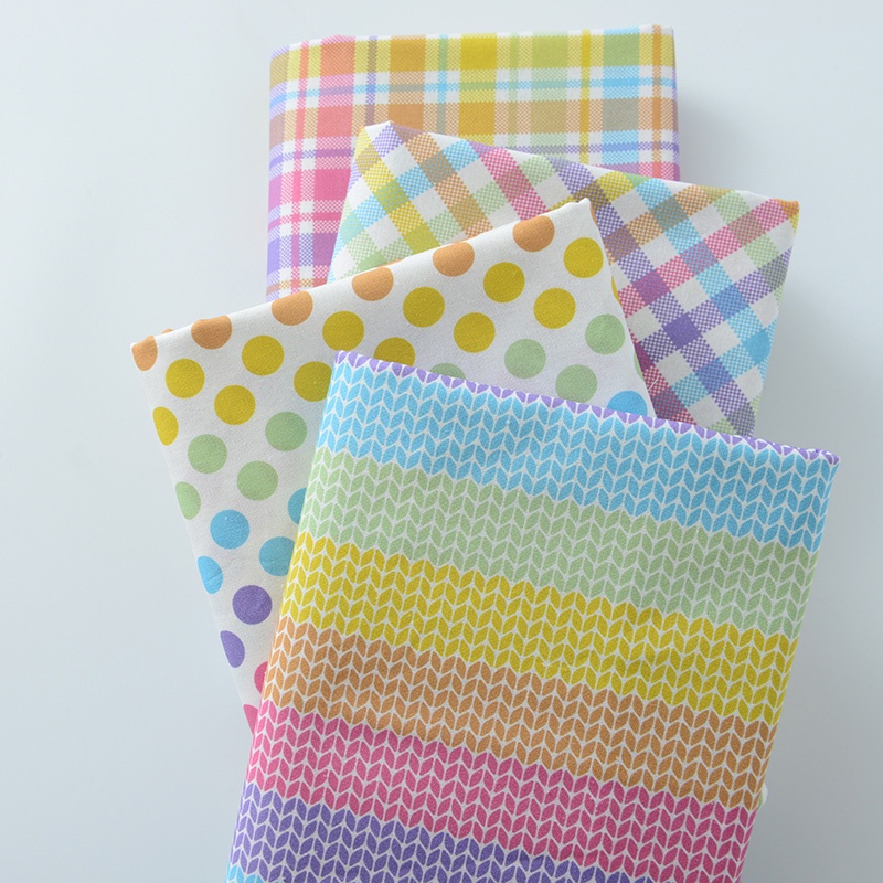 Vải cotton màu cầu vồng dùng may vá thủ công