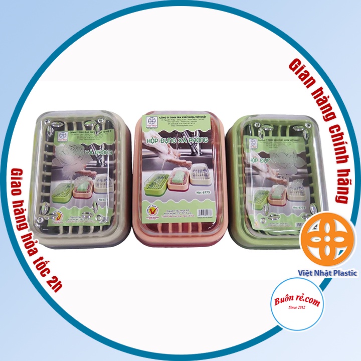 Hộp đựng xà phòng, xà bông tắm có nắp đậy và khay hứng nước Nhựa Việt Nhật, khay đựng đồ rửa bát (MS: 6773)-Buônrẻ 01252