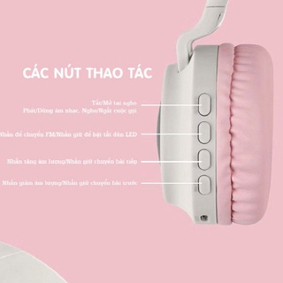 Tai Nghe Mèo Bluetooth, Headphone Tai Mèo Dễ Thương Có Mic,Âm Bass Mạnh Mẽ Và Dung Lượng Pin Khủng 400mAh BH 12 Tháng