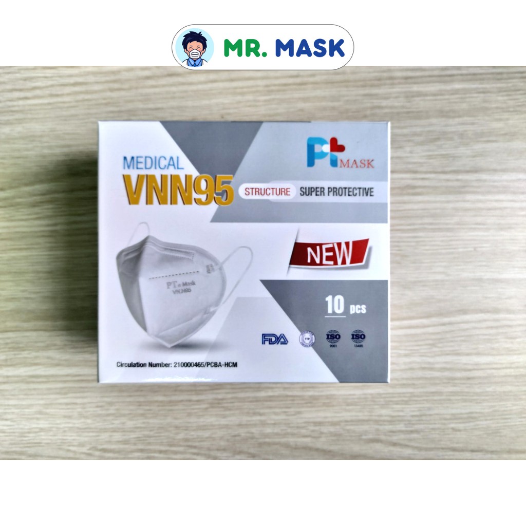 Khẩu Trang Y Tế N95 Không Van Cao Cấp Chính Hãng Phương Tuyến, 5 Lớp Kháng Khuẩn, Lọc 95% Bụi Mịn PM 2.5, 10 Cái/Hộp