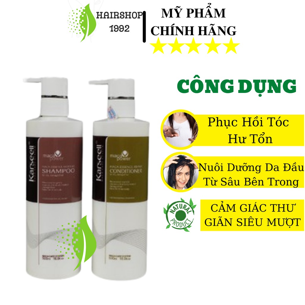 Cặp dầu gội dầu xả KARSEELL Phục hồi tóc hư tổn tái tạo cấu trúc tóc – siêu mềm mượt|bộ dầu gội xả 500ml * 2