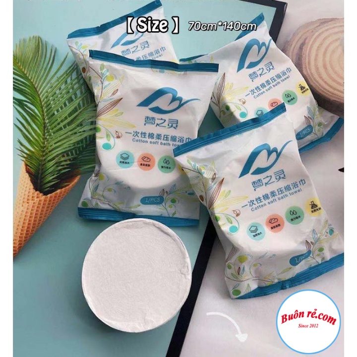 Sỉ 5 khăn tắm viên nén du lịch  dùng một lần -  Khăn tắm viên nén cotton tiện lợi -Br 01596
