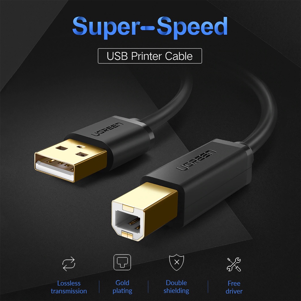 Cáp Máy In USB Cao Cấp, UGREEN US135 Chính Hãng, Tốc độ truyền 480Mbps