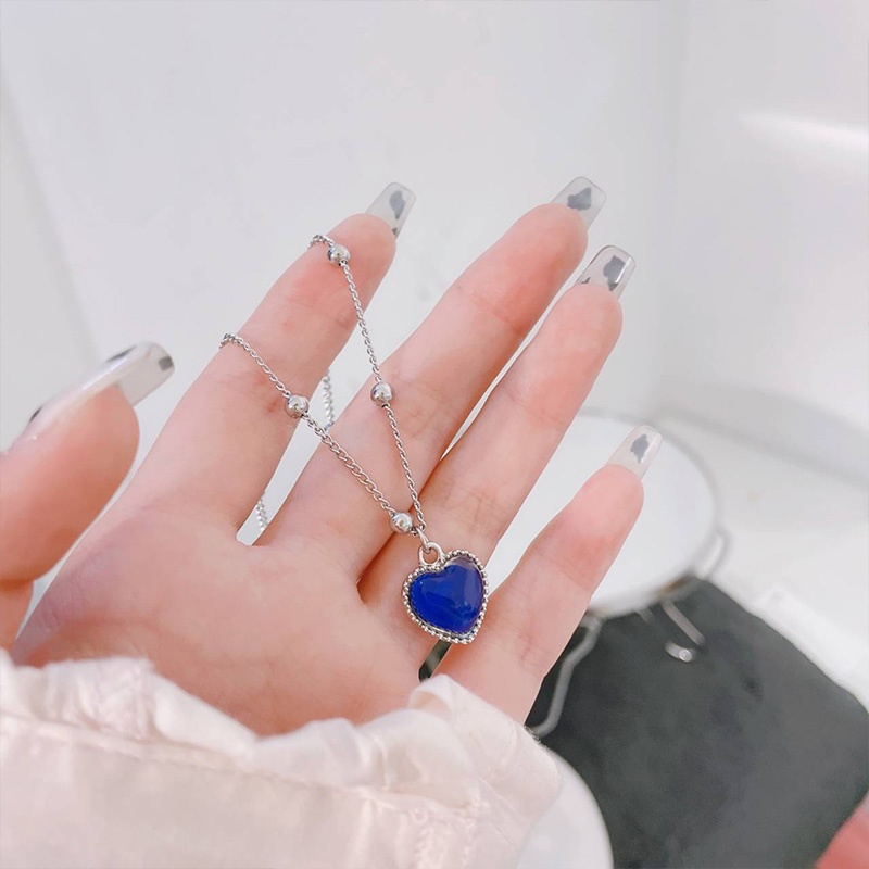 ✨✨Dây chuyền mặt hình trái tim đính viên đá nhân tạo thay đổi màu sắc độc đáo thời trang